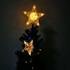 Nordic Christmas Tree Star with LED Light Battery Crystal Bead Treetop