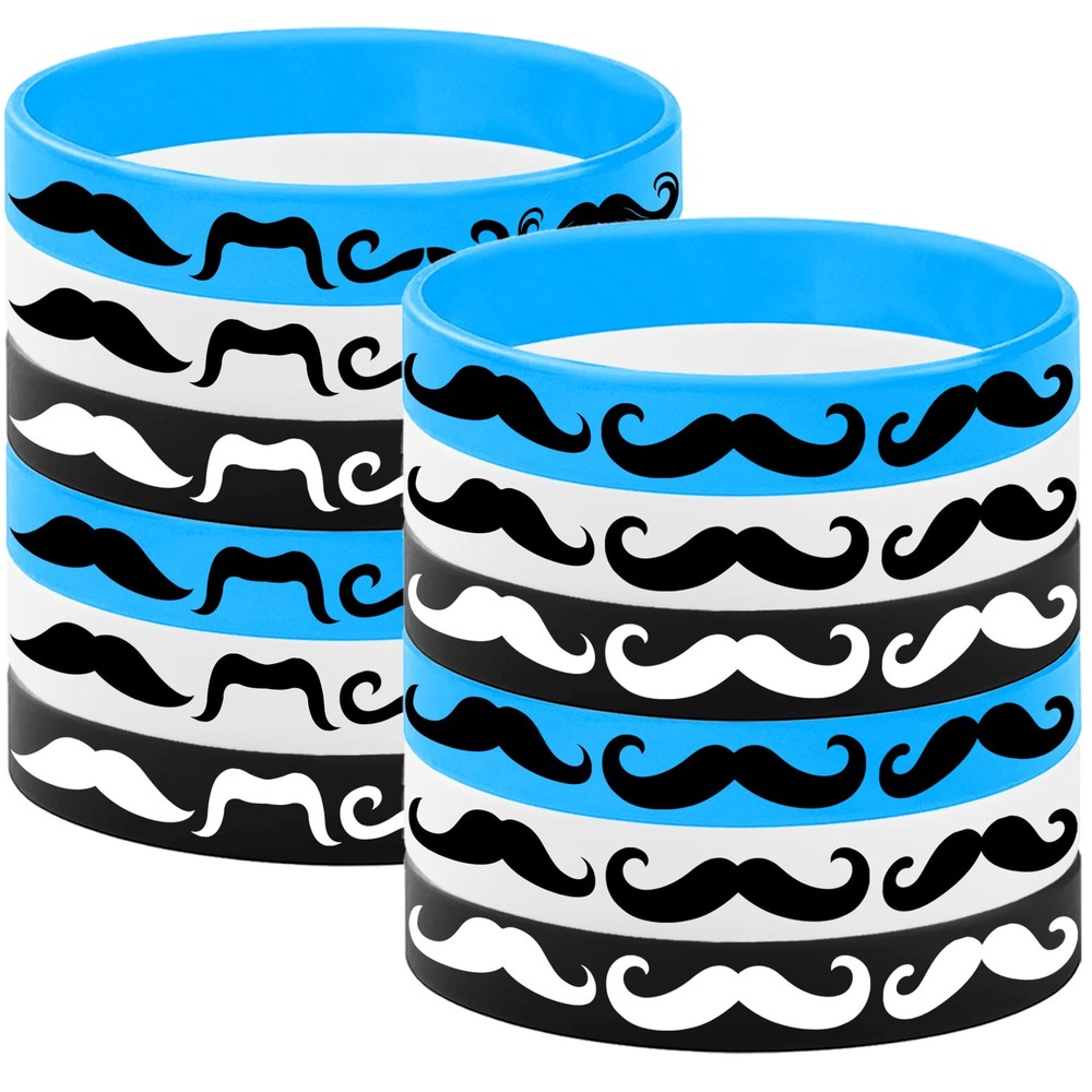 48PCS Moustache Rubber Bracelets Party Favors-Moustache Silicone Wristbands P…