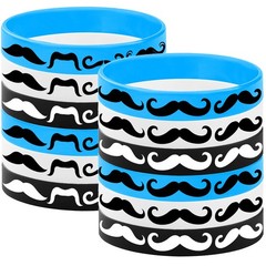 48PCS Moustache Rubber Bracelets Party Favors-Moustache Silicone Wristbands P…