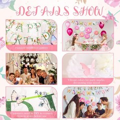 Fullhawl 24 Pcs Flower Birthday Banners Wildflower Spring multicolor