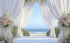 10ft×12ft Wrinkle White Backdrop Curtain for Wedding Parties, 2 Panels 5×12ft