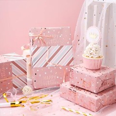 LeZakaa Reversible Birthday 1 Count (Pack of 1), – Metallic Pink
