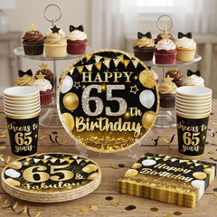 213Pcs 65Th Birthday Decorations for Men and Women, 350Gsm Thick Plates 2