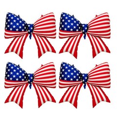 4 PCS Patriotic Bow Foil Balloons, 38 Inch Large American Flag Balloons for 4…