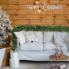 2Pcs 6 ft Christmas Cedar Garland-Realistic Cedar Pine Needles with 20 Pinecones