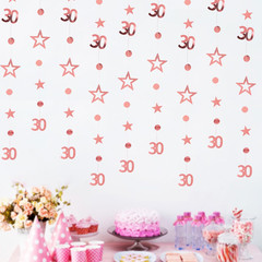 Rose Gold 30Th Birthday Decorations for Her – Metallic Hanging Streamer Backdrop
