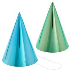 50 Pack Metallic Party Hats Cone Set Blue Green Gold Silver Pink Kids Adults