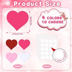 120 PCS Valentine Heart Cutouts Shaped Paper Red Pink White Rose Craft Decor