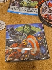 MARVEL AVENGERS Birthday Party Set Tablecloth Cups Plates Napkins 16 Count Set