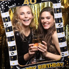 30 PCS 40th Birthday Photo Booth Props Black Gold Inflatable Frame Selfie