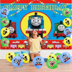43PCS Thomas Train Party Supplies Set Plates Balloons Banner Cake Toppers