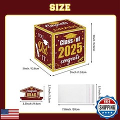 Graduation Decoration Class of 2025 Money Box – Maroon and Gold Graduation Mo