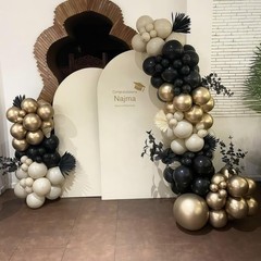 Black White Gold Balloon Garland Kit, 115Pc Beige Sand Black Cream Metallic G…