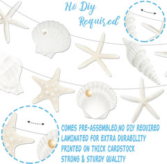 3Pcs Paper Beach Seashell Party Banners Ocean Party Decorations Natural Seashell