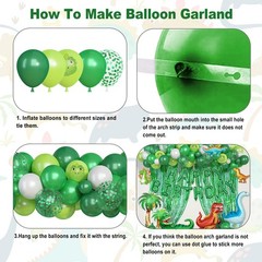 Dinosaur Party Decorations Supplies, 123Pcs Dinosaur Dark Lime Green White Ba…