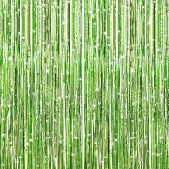 2Pack Light Green Foil Curtain Backdrop Green Metallic Tinsel Foil Fringe Curtai