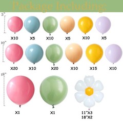 Daisy Flower Balloon Arch Kit 137PCS Pink and Green Yellow WildFlower Balloon…