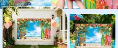 7x5ft Summer Hawaiian Beach Photography Backdrop Tropical Flower Palm Leaves