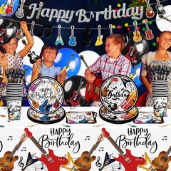 XHCYGWY Music Theme Party Decorations 110pcs Guitar Birthday Party Decoration…