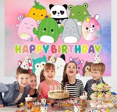 Squishmallow Background Birthday Decorations – Banner Backdrop (5x3ft)