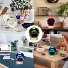 TS Girl 3D Crystal Ball Nightlight 3.15 inch Heart Gesture, 7 Colors to Love