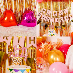 Pink Orange Party Decorations,Birthday Decorations with Hot Pink Orange Gold Bal