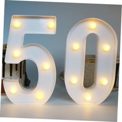 Light Up Numbers 50 Sign for Wedding Anniversary, 50th Birthday Party