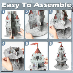 Cupcake Stand 3 Tiers Medieval Knight Cake Holder Castle Grey, Red