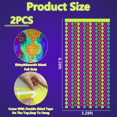 Neon Party Decorations – 2 Pcs Colorful Fluorescent Disco Tinsel Curtains Neon S