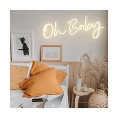 DIVATLA 38″x15″ Super Large Oh Baby Neon Sign for Baby Shower Backdrop, Oh Ba…