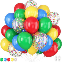 Red Yellow Blue Balloons, 12 Inch Carnival Circus Balloon, Matte Blue Yellow Red
