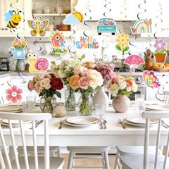 52 Pcs Spring Hanging Swirls Set Spring Party Decorations Large Multi-colored