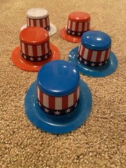 Stars And Stripes Plastic Party Hats (5) Headband (1) 4th of July Patriotic Fun