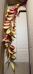 3PCS Artificial Fall Leaves Stems Foliage Branches Orange Red Long Stem