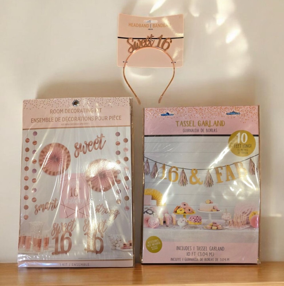 Sweet 16 Party Decorations Birthday Tassel Garland Headband Room Decorating Kit
