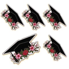 5pcs Graduation Cap Brooch Pin Metal Lapel Pins for Graduation Party Decoration