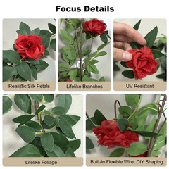 2 Pack 11.5Ft Artificial Rose Garland,Fake Roses Vines, Flexible Silk Flower …