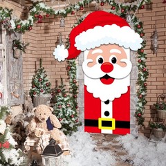 Large Christmas Door Cover Decoration Santa Claus Shaped Door Banner Xmas Doo…