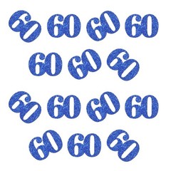100 PCS Blue Glitter 60 Confetti Double Sided Paper Scatter for 60th Birthday