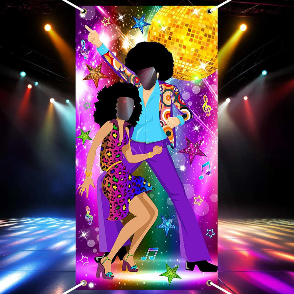 Disco Door Banner 3X6 Ft 70S Party Decorations 70S Theme Photo Props Disco Party