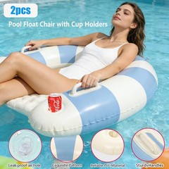 2 Pack Pool Chairs with Cup Holders-Inflatable Pool Floats for Adult,Blow up …
