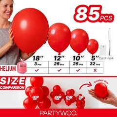 Red Balloons 85 pcs Different Sizes of 18 12 10 5 Inch Red Balloon Arch Kit G…