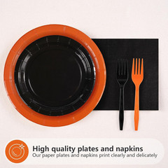96Pcs Orange and Black Graduation Party Decorations Orange and Black Plates and