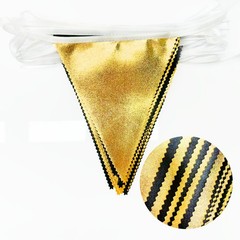 Black and Gold Party Decorations Triangle Pennant Banner Flag Metallic Fabric…