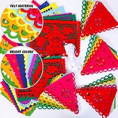 Qpout 4Pack Mexican Party Decorations Banners Blue,Green,Orange,Purple,White
