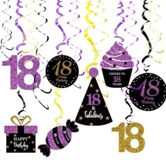 18th birthday party decorations Purple/gold and Black📦