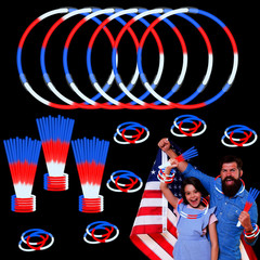Fourth of July Glow Sticks – 100 PCS Red White Blue Party Favors for Kids
