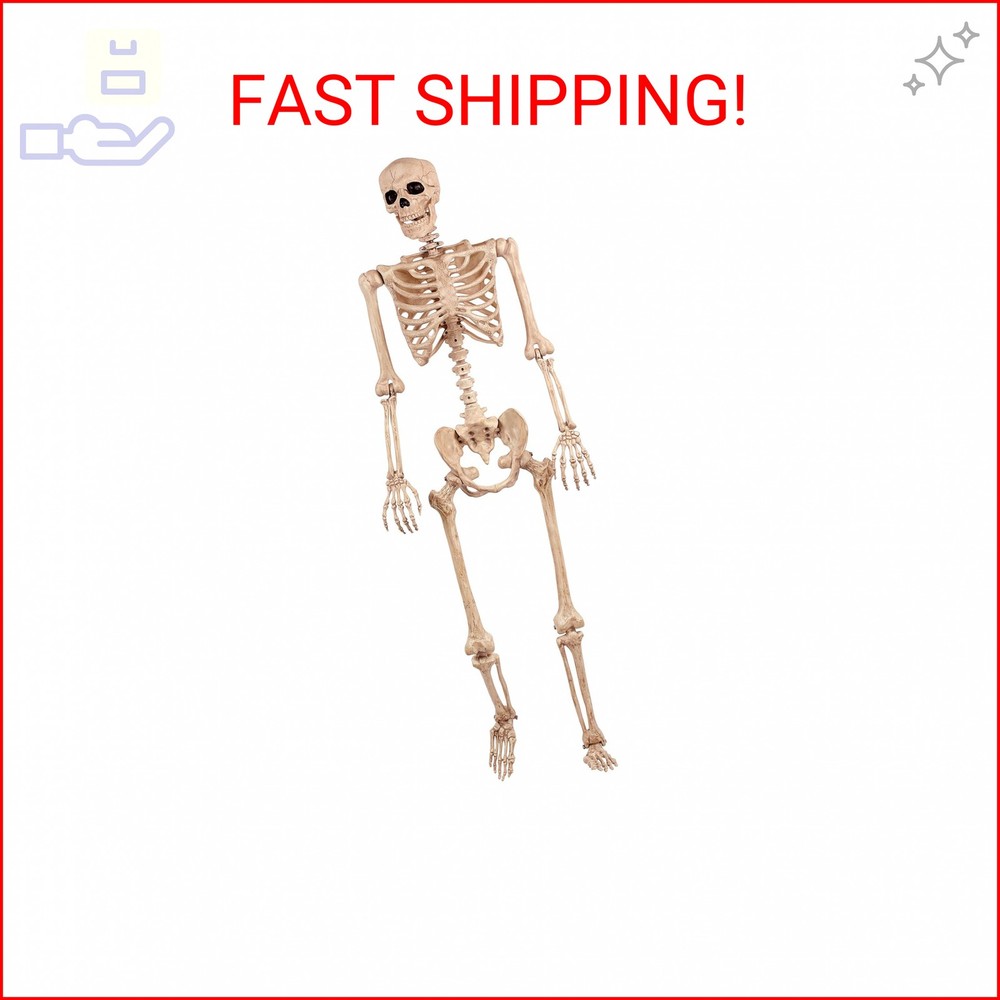 Crazy Bonez Original Pose-N-Stay Halloween Skeleton, 5 FT – Life-Size, Realistic