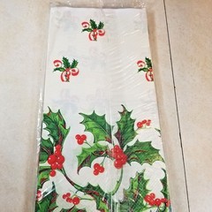 2 Table Covers Vintage Sealed Christmas Holly and Red Green Checked Tablecloths