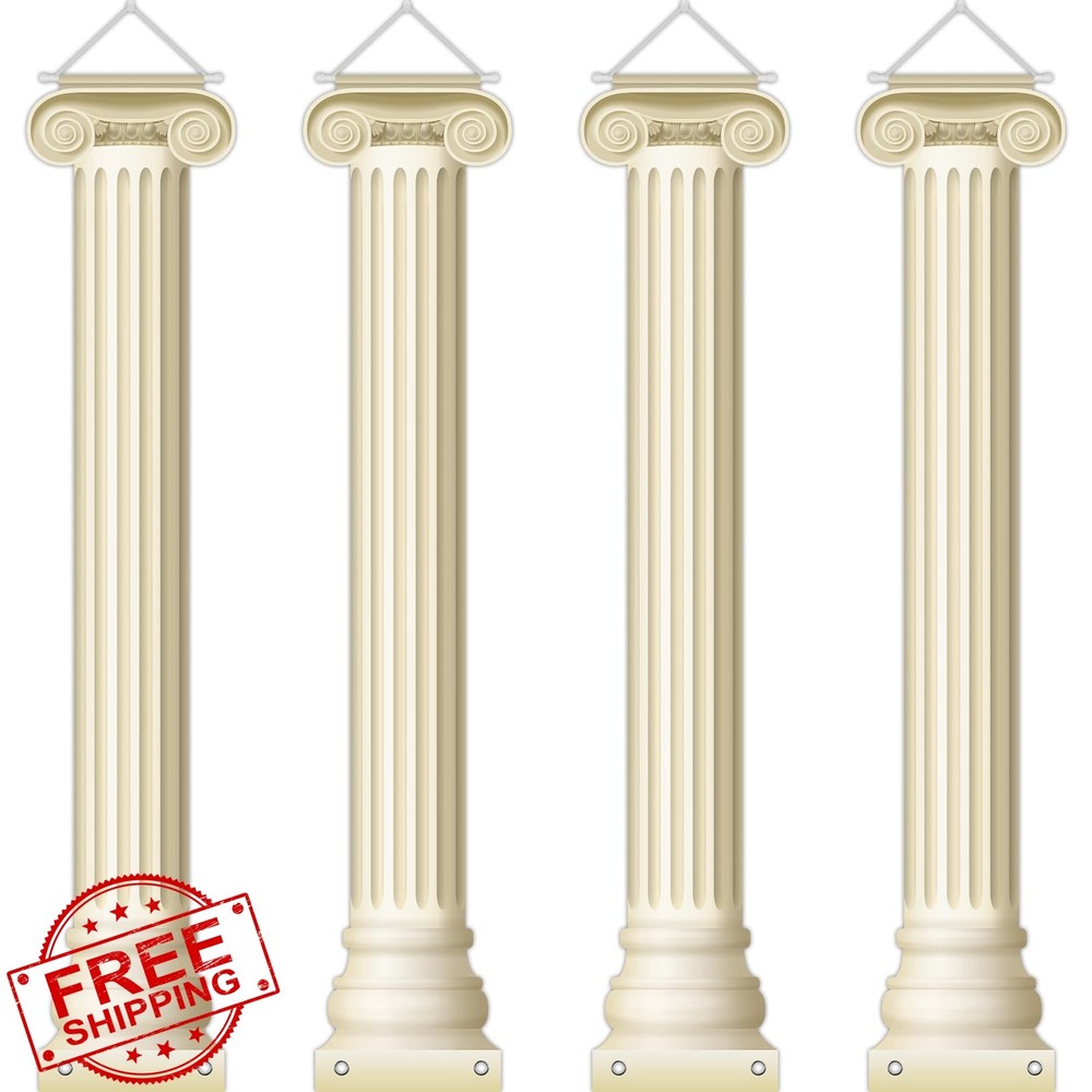 4Pcs Greek Party Wall Decorations Greek Columns Banners Pillars Hanging Banne…
